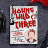 若くてワイルドでロックな3歳の招待状(写真付き) 招待状