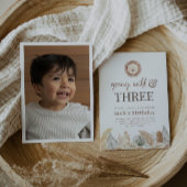 若くてワイルドで3つのニュートラルな葉の写真招待状 招待状