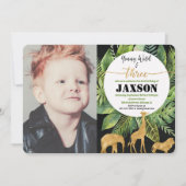 若くてワイルドで3人の男の子の誕生日写真招待状 招待状 (正面)