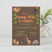 若くてワイルドで3歳の誕生日招待状 招待状 (スタンド正面)