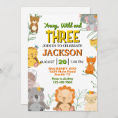 若くてワイルドなサファリ 誕生日パーティー 招待状 (正面/裏面)