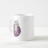 若くて勇敢なかわいいかわいい灰色の猫が微笑む コーヒーマグカップ (正面左)