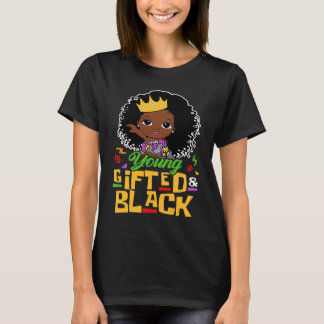 若くて黒い小さな黒い女王のメラニン娘 Tシャツ