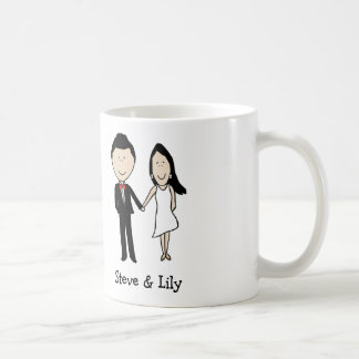 若く結婚したなカップルのカスタムな漫画のマグ コーヒーマグカップ