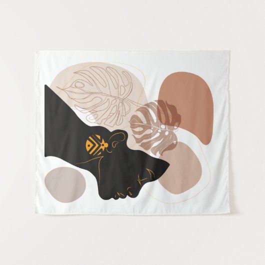 若く美しいアフリカ系アメリカ人女性 タペストリー (正面(横))