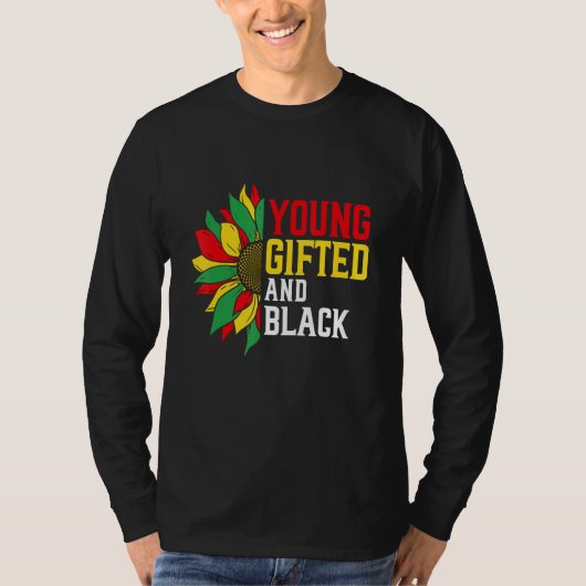 若く誇り高き黒人花メラニンアフリカンP Tシャツ (正面)