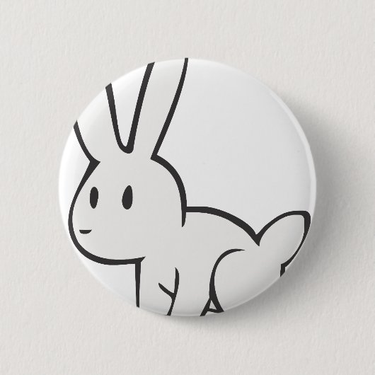 若く、かわいく白いウサギ 缶バッジ (正面)