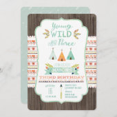 若く、野生の、および3匹の男の子の誕生日の招待状 招待状 (正面/裏面)