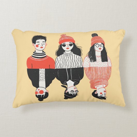 若シンプルモダン者のクールスケッチ アクセントクッション (正面)