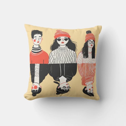 若シンプルモダン者のクールスケッチ クッション (正面)