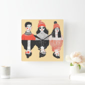 若シンプルモダン者のクールスケッチ スクエア壁時計 (ホーム)