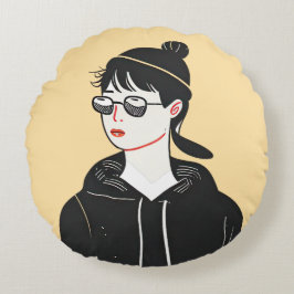 若シンプルモダン者のクールスケッチ ラウンドクッション