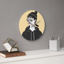 若シンプルモダン者のクールスケッチ ラージ壁時計