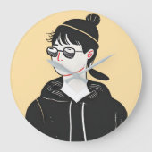 若シンプルモダン者のクールスケッチ ラージ壁時計 (正面)