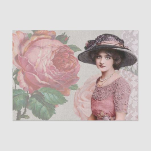 若ビクトリアン女華美花服と帽子 薄葉紙 (正面)