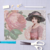 若ビクトリアン女華美花服と帽子 薄葉紙 (クラフト)