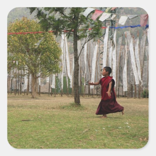 若僧と祈りの言葉旗 スクエアシール (正面)