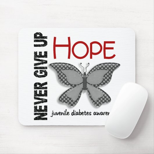 若年性糖尿病は決して希望の蝶4.1をあきらめません マウスパッド (マウス)