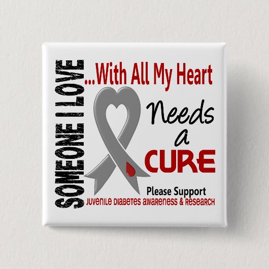 若年性糖尿病は治療3を必要とします 缶バッジ (正面)