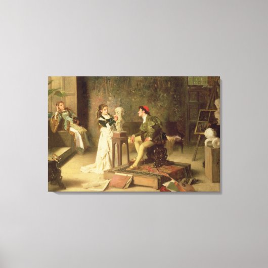 若手彫刻家(キャンバス上の油) キャンバスプリント (正面)