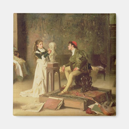 若手彫刻家(キャンバス上の油) マグネット (正面)