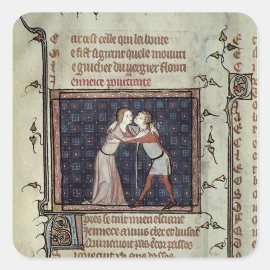 若者と愛が抱く スクエアシール (正面)