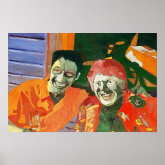 若者と美しい共有A笑い ポスター (正面)