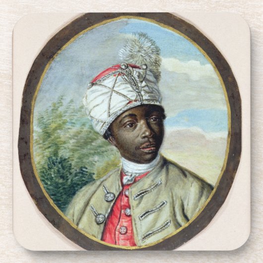 若者のポートレート(w/cおよびvelのbodycolour コースター (正面)