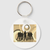 若者のレトロ背景 キーホルダー (正面)