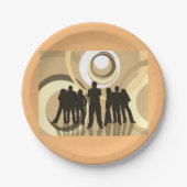 若者のレトロ背景 ペーパープレート (正面)