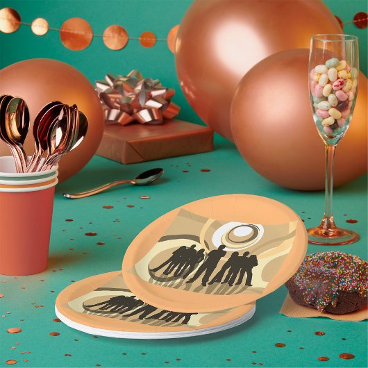 若者のレトロ背景 ペーパープレート