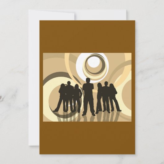 若者のレトロ背景 招待状 (正面)