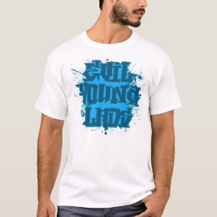 若者の意地悪な人の"青いSplat"の邪悪で若い落書き Tシャツ