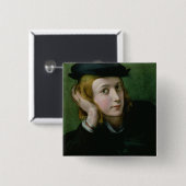 若者(パネルの油)のポートレート 缶バッジ (正面&裏面)