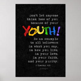 若者(聖なる書物、 経典: 1テモテ4:12) ポスター