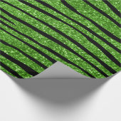 若草色のグリッターのシマウマは縞で飾ります ラッピングペーパー (角)