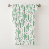 若草色のサボテンのSucculentパターン バスタオルセット (インサイチュ)