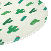 若草色のサボテンパターン カッティングボード (角)