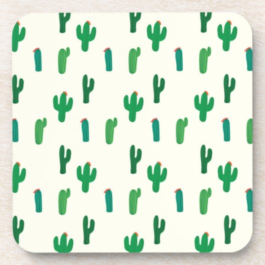 若草色のサボテンパターン コースター (正面)