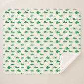 若草色のサボテンパターン シェルパブランケット (正面(横))