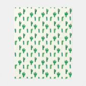 若草色のサボテンパターン フリースブランケット (正面)