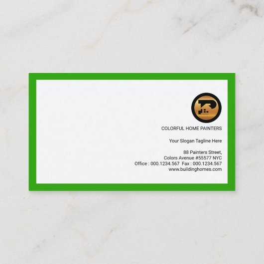 若草色のボーダーペインターのロゴの表記 名刺 (裏面)