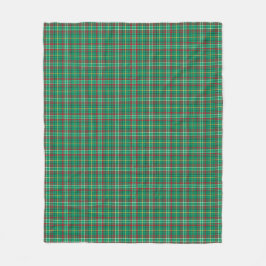 若草色のヴィンテージのクリスマスの格子縞パターン フリースブランケット