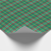 若草色のヴィンテージのクリスマスの格子縞 ラッピングペーパー (角)