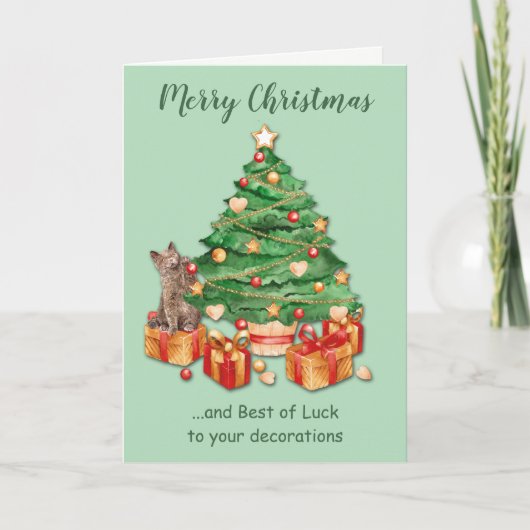 苦おもしろい争は猫のクリスマス シーズンカード (正面)