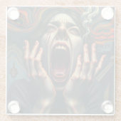 苦しい女性の悲鳴 ガラスコースター (裏面)