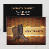 苦しそうな西部風のカウボーイの結婚式 案内状 (正面/裏面)