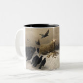 苦しみ：死んだ子羊の羊 ツートーンマグカップ (正面左)