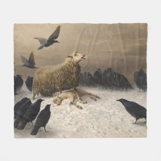 苦しみ：死んだ子羊の羊 フリースブランケット (正面(横))