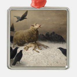 苦しみ：死んだ子羊の羊 メタルオーナメント